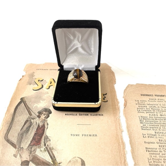 Black velvet ring box vintage ring case vintage black wedding ring case - Picture 2 of 11